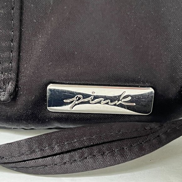 VICTORIA'S SECRET PINK black satin mini bucket crossbody strap bag purse‎ - Picture 2 of 10